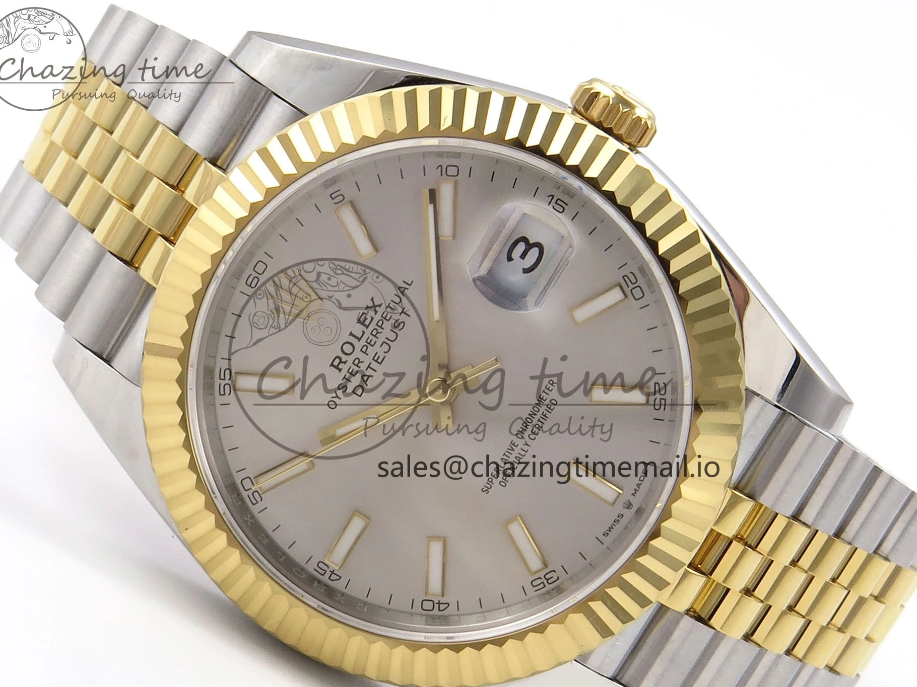Silver 126333 Best DateJust 41 Edition A3235 SS Stick on YG EWEF Dial Jubilee Bracelet 0118